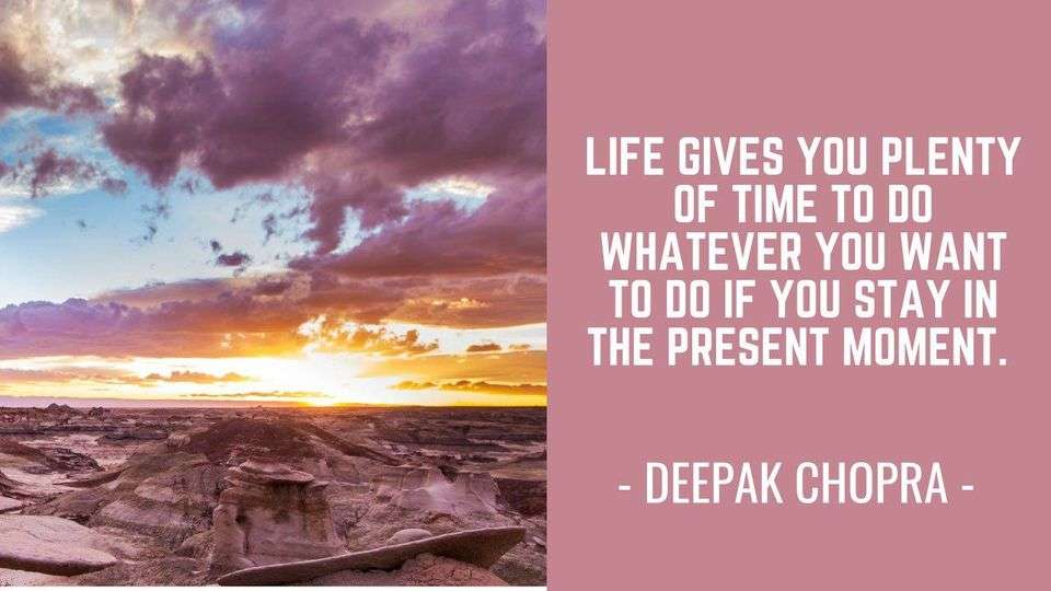Sunset landscape: Deepak Chopra quote.