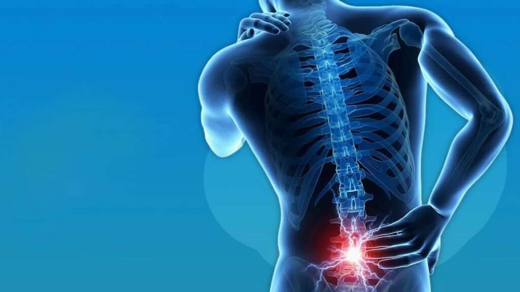 Here's an 8-word alt tag for the image: Lower back pain: illustration showing spinal injury.
