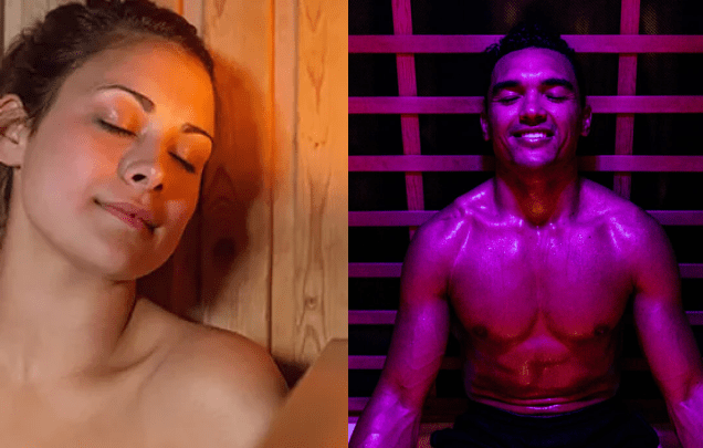 Infrared sauna therapy for relaxation.