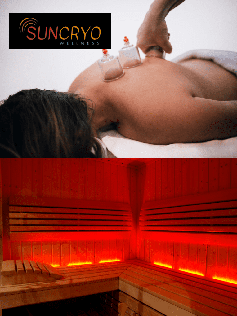 cupping with stretching - Infrared Sauna heat near me